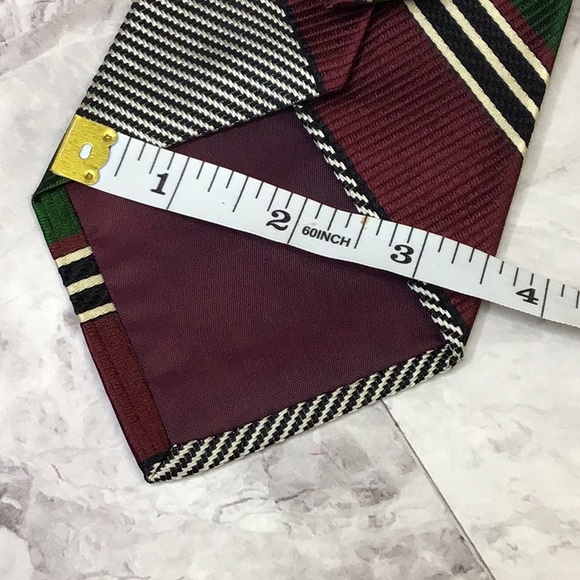 Polo Ralph Lauren 100% Silk stripe Repp Tie, green and burgundy stripe. - Picture 3 of 7